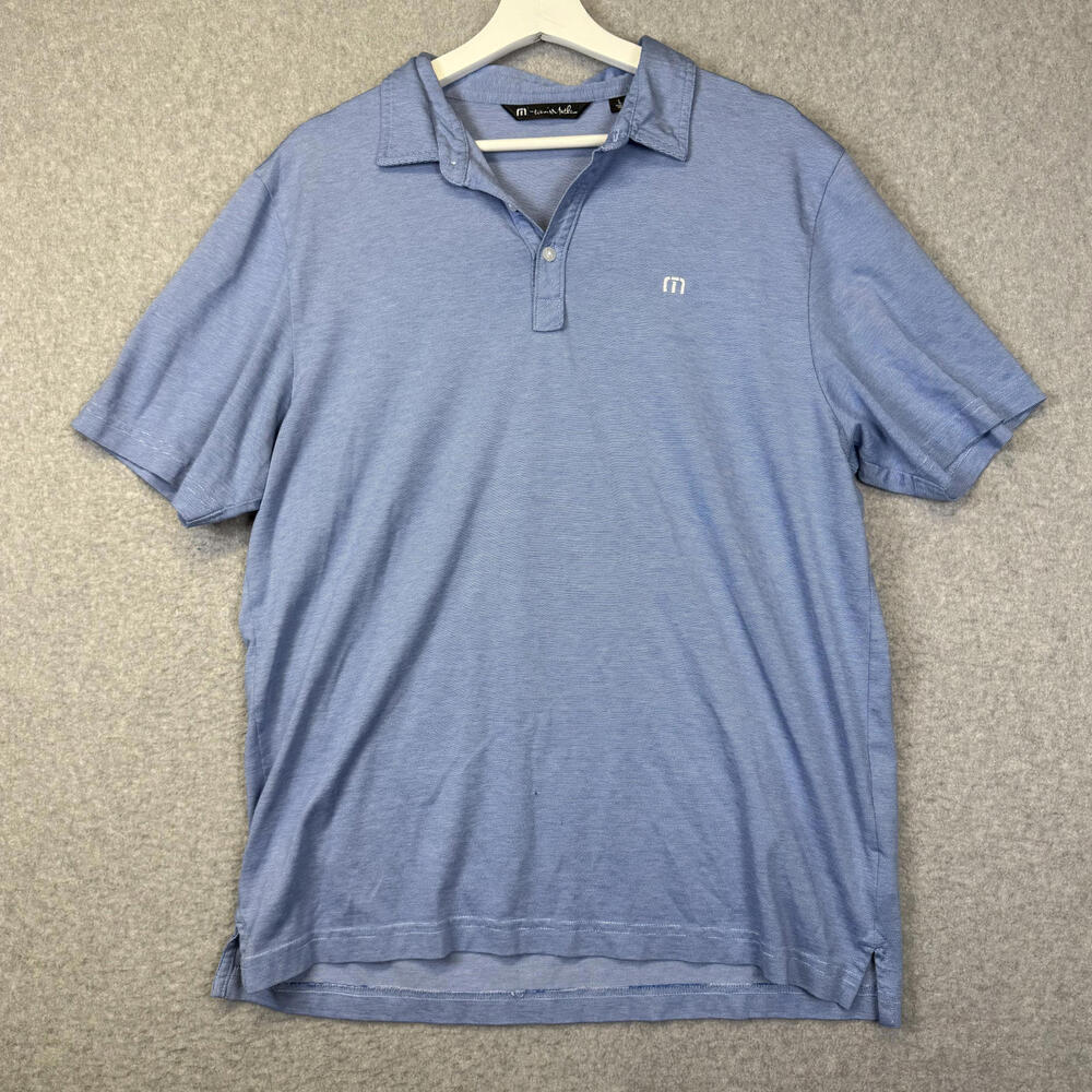 Travis Mathew Men's Size Large Blue Pima Cotton Short Sleeve Polo Shirt